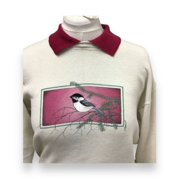 Lee Vintage Women’s Sweatshirt with Contrast Collar and Graphic, Beige, size L - Picture 2 of 7